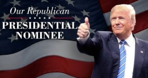 Donaldo Trumpo prezidentinės rinkimų kompanijos plakatas