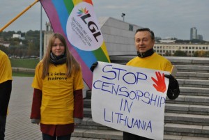 LGL atstovai protestuoja prieš LGBT turinio cenzūrą / lgl.lt nuotr.