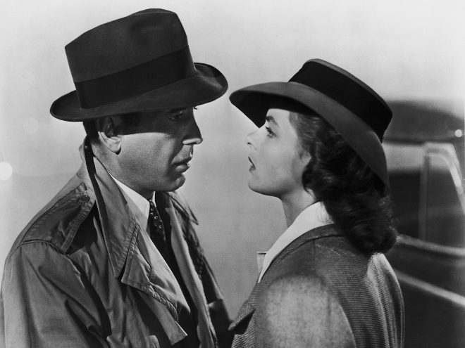 FILE â€“ NOVEMBER 23, 2012: The American romantic movie drama Casablanca celebrated its world premiere on November 26, 1942. Starring Humphrey Bogart and Ingrid Bergman the film was a solid success in its initial run, winning three Academy Awards, and its characters, dialogue, and music have become iconic. It now consistently ranks near the top of lists of the greatest films of all time. Please refer to the following profile on Getty Images Archival for further imagery: http://www.gettyimages.co.uk/Search/Search.aspx?EventId=113854183&EditorialProduct=Archival&esource=maplinARC_uki_12nov Humphrey Bogart (1899 - 1957) and Ingrid Bergman (1915 - 1982) star in the Warner Brothers film 'Casablanca', 1942. (Photo by Popperfoto/Getty Images)
